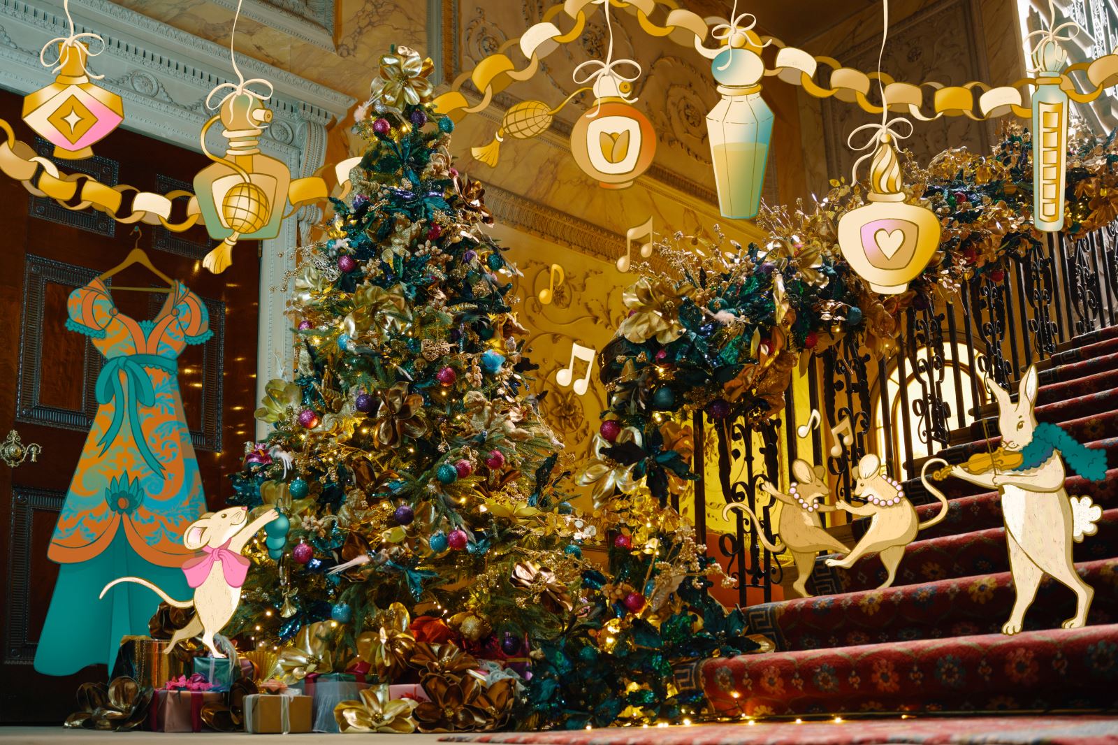 1. Main Campaign Image. A Glittering Invitation, Harewood_s Grand Christmas Ball, Harewood House Trust, Christmas 2025